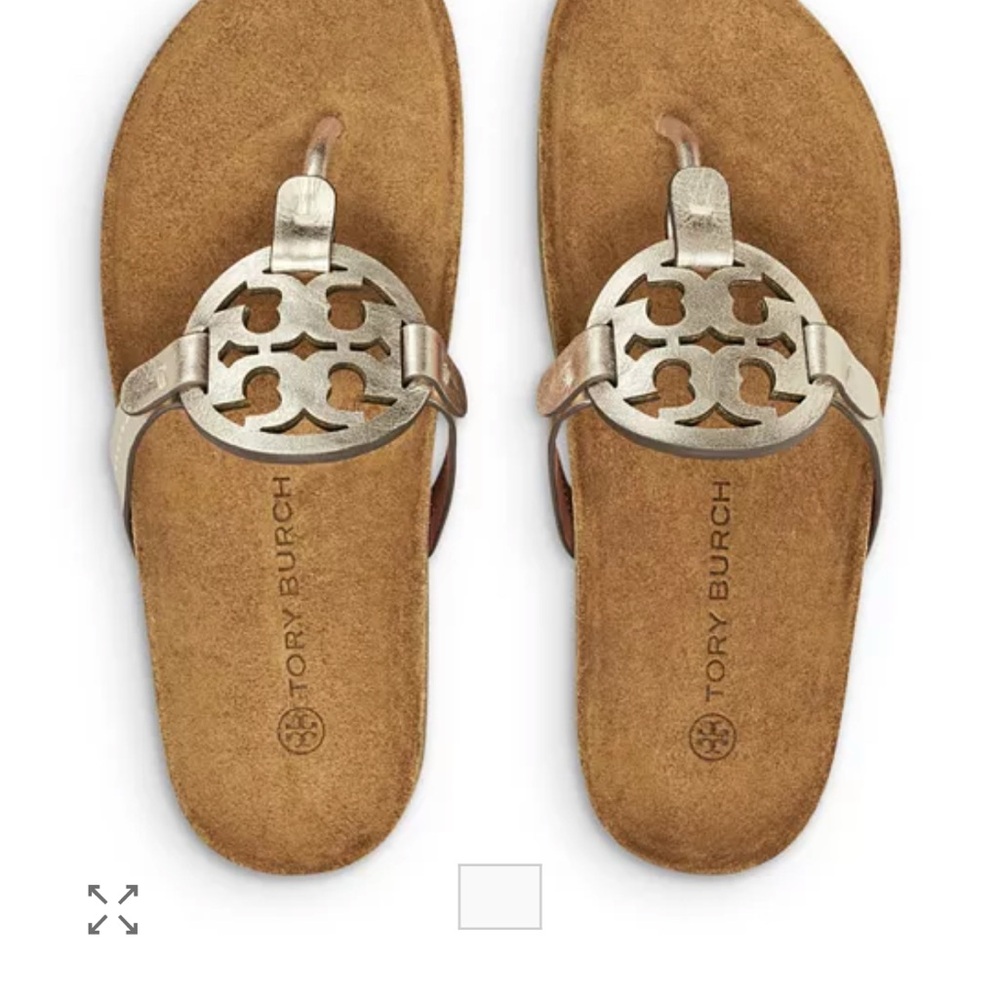 Tory Burch Cloud Metallic Gold and Tan Sandals